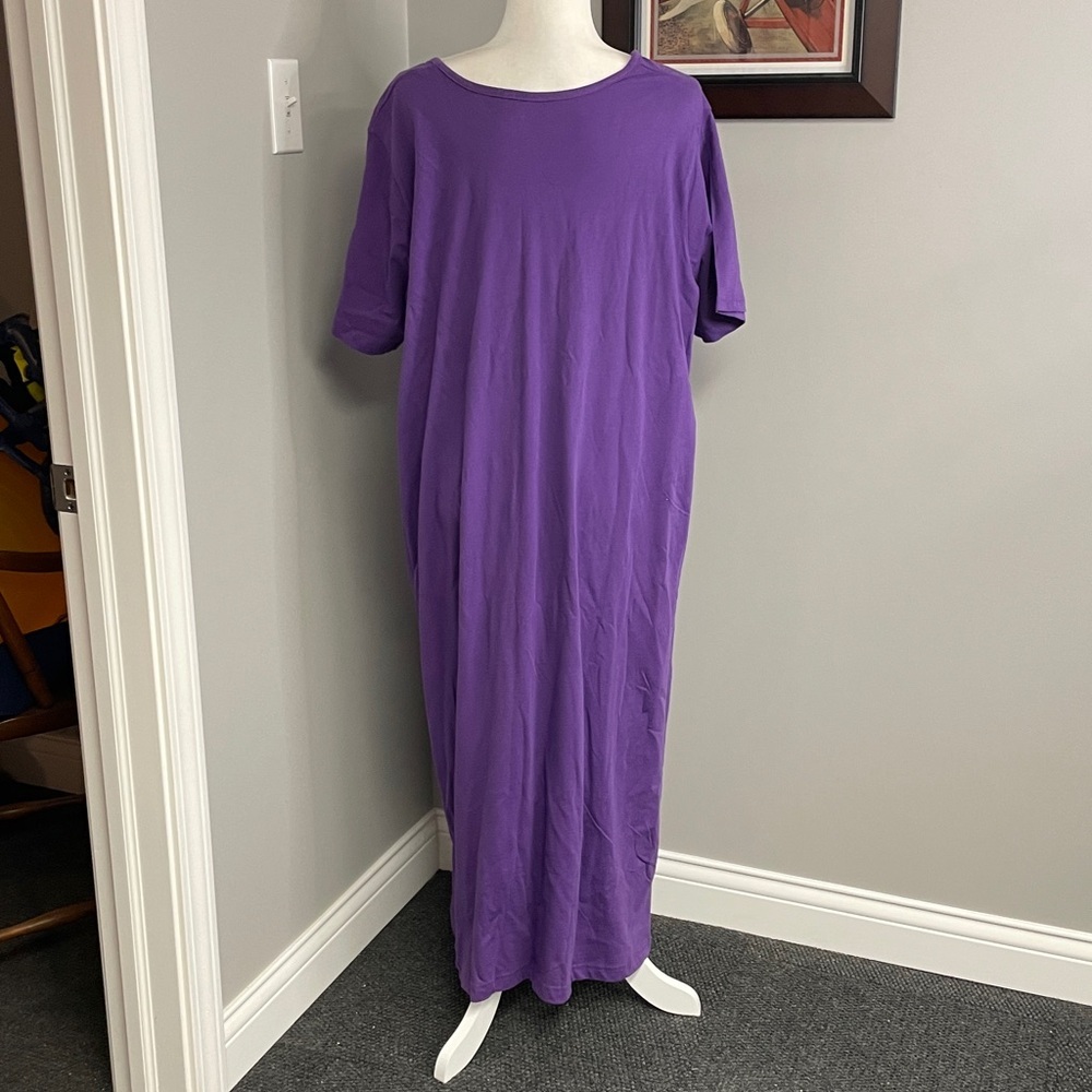 Dreams Co Womens purple kaftan maxi dress tropical parrots lightweight 1X 22/24 - Picture 3 of 5